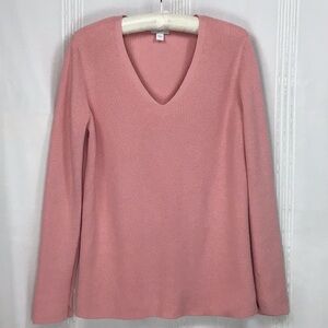 J. Jill Tea Rose Soft Ribbed Knit V-Neck Tunic Sweater Sz.S